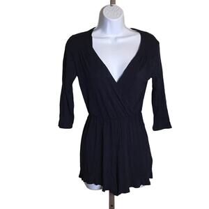 Rolla Coster Women's Shorts Romper  Sz. Sm V-Neck 3/4 Sleeve  Navy Blue EUC